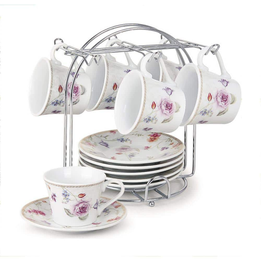 Lorren Home Trends 80-2020 Cups and Saucers, One Size, Purple