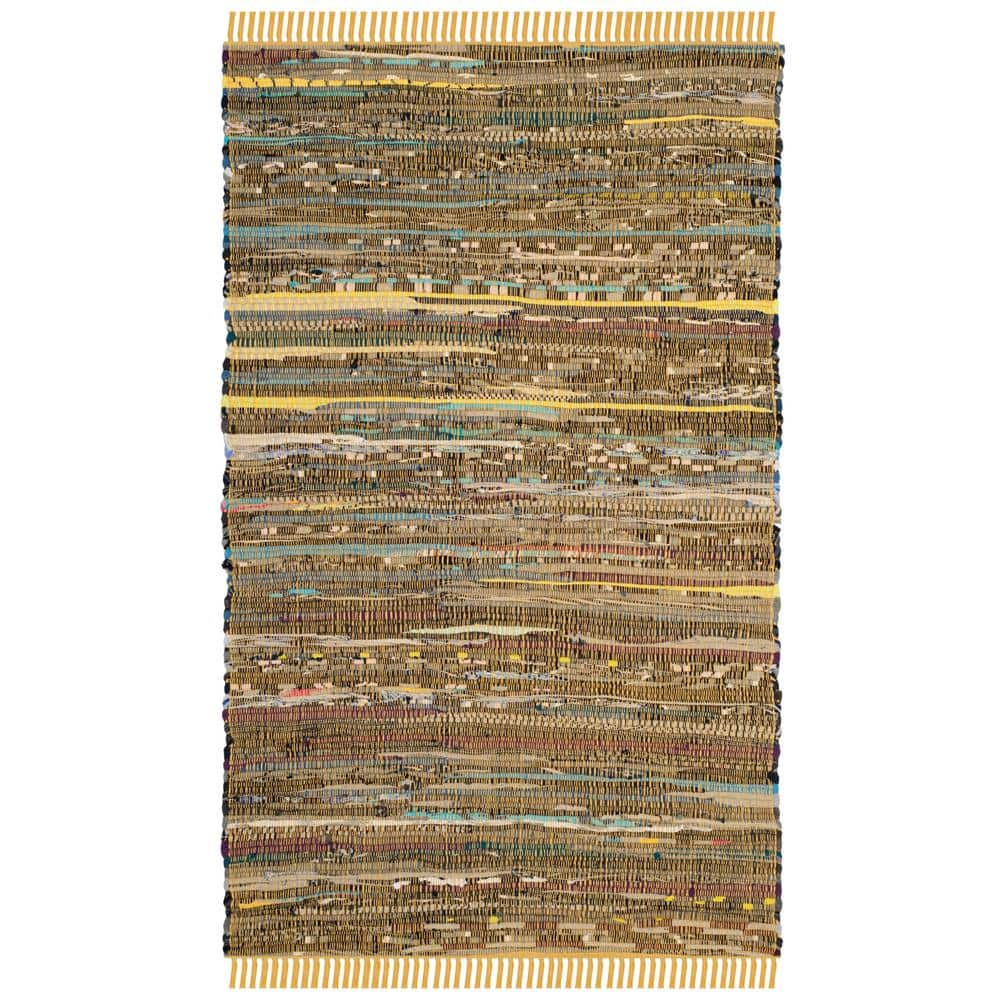 SAFAVIEH Rag Candis Striped Cotton Area Rug, Yellow/Multi, 2' x 3'
