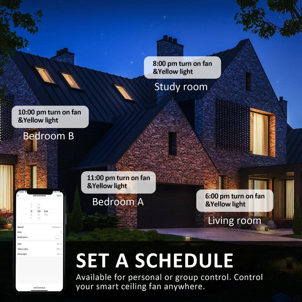 CARRO Aurora 52-inch Indoor Smart Ceiling Fan with Wall Control, Light Kit Included, Works with Alexa/Google Home/Siri