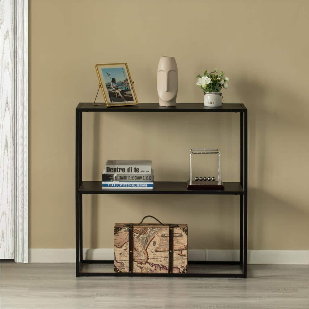 Modern Display Metal Console Table with Open Shelf, for Dining, Entryway and Hallway, Black