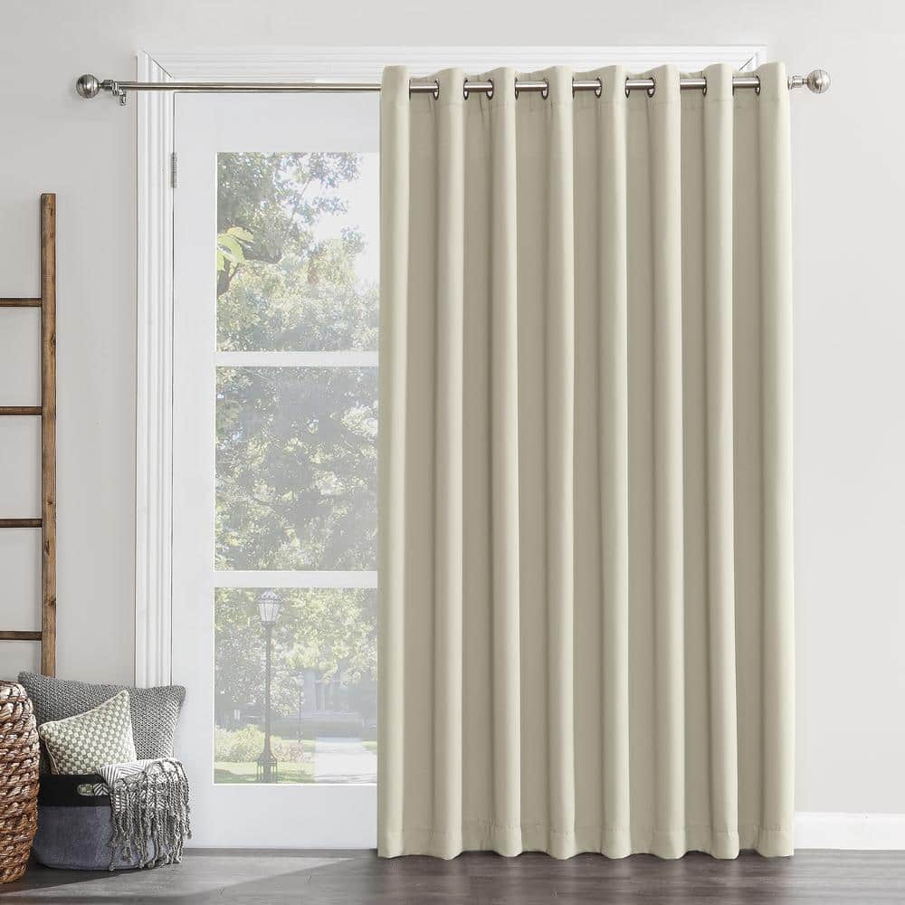 Sun Zero Conrad Extra-Wide Blackout Sliding Patio Door Curtain Panel, Pearl, 100X84, 100"X84", Pearl