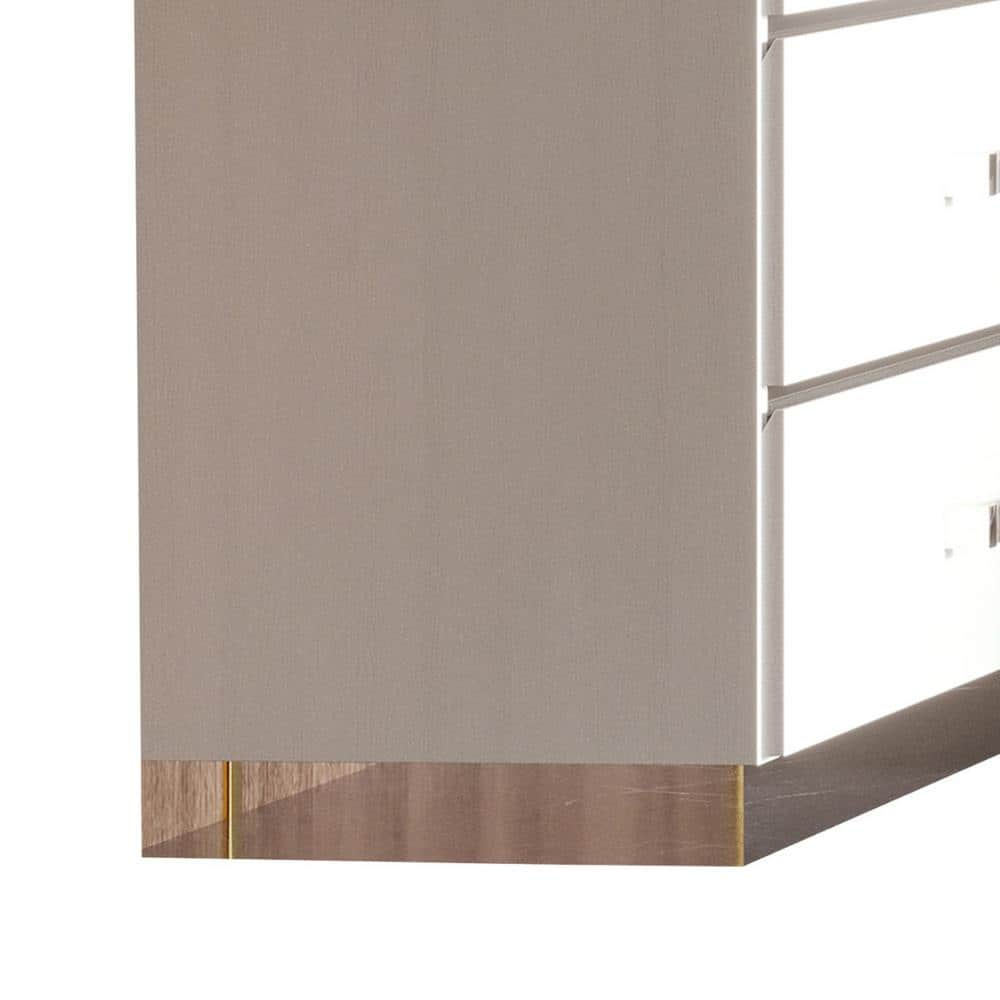 White and Chrome 60" Modern Wide 6-Drawer Dresser