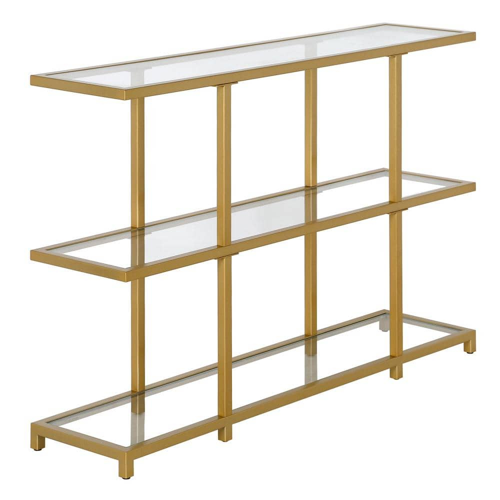 Evelyn&Zoe Greenwich 42" Wide Rectangular Console Table, Brass