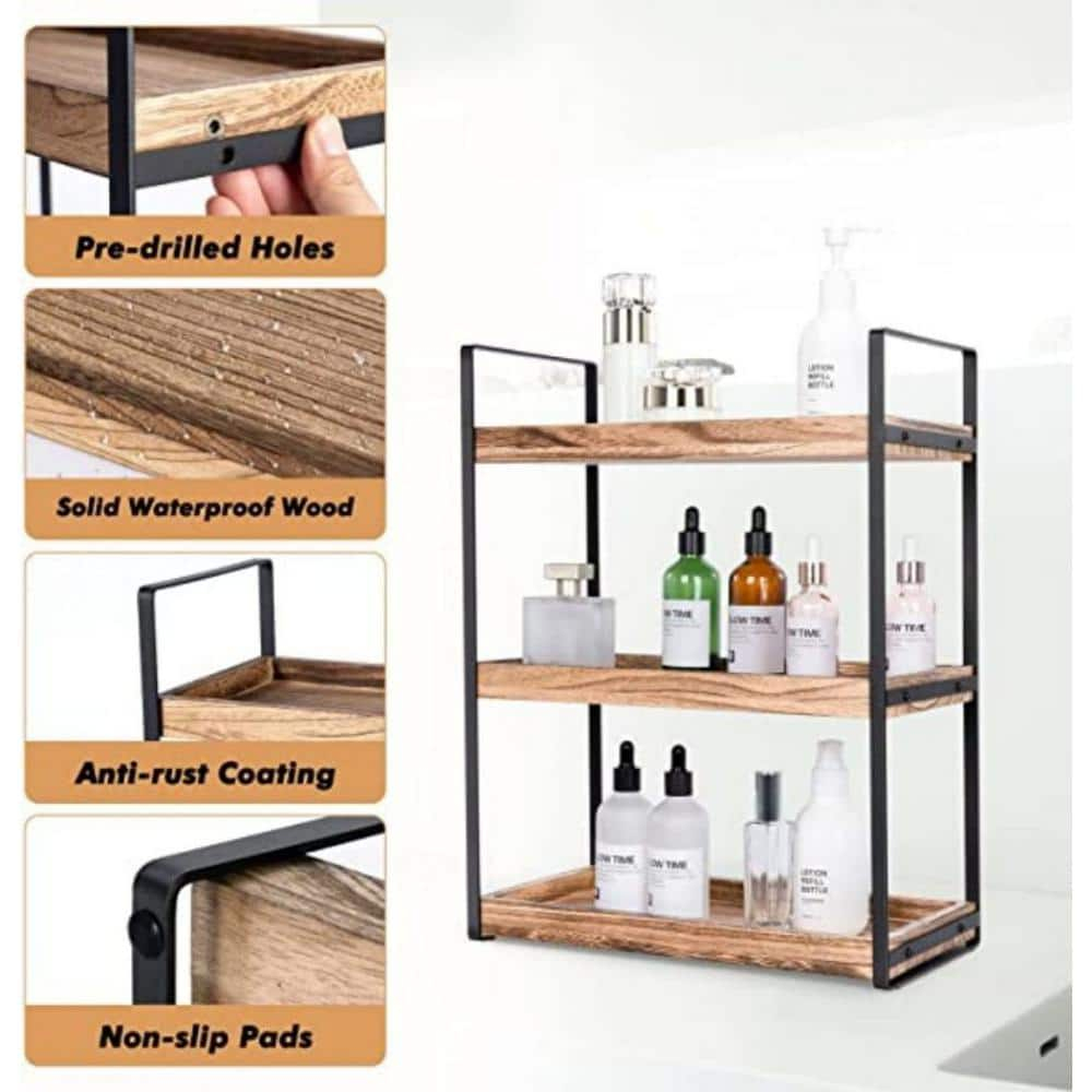 3-Tier Countertop Organizer for Counter Stylish Wood Vanity Shelf Storage - The Perfect Addition to Your Bathroom Decor