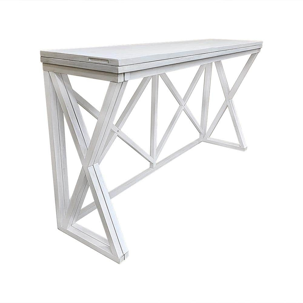 Antique White Wood Flip Top Counter Height Bar Table
