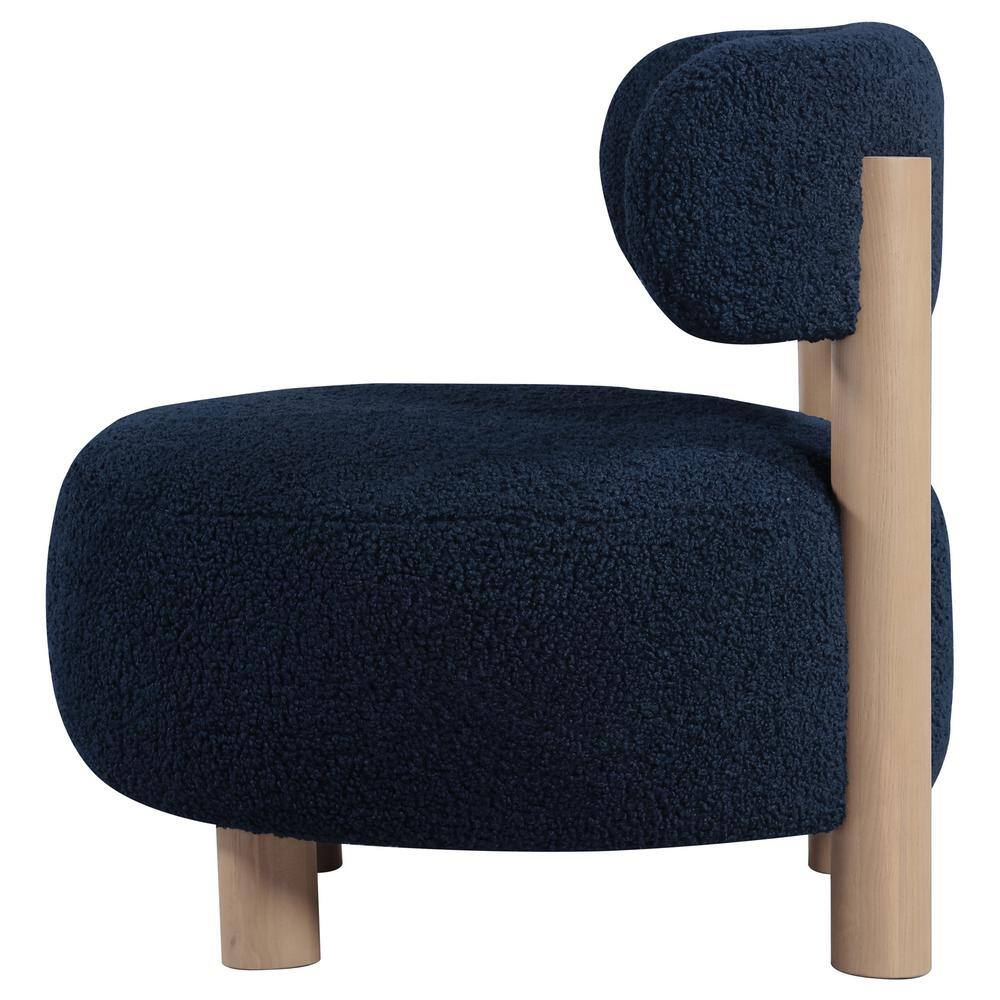 Coaster Zonie Boucle Fabric Upholstered Barrel Back Accent Chair Blue
