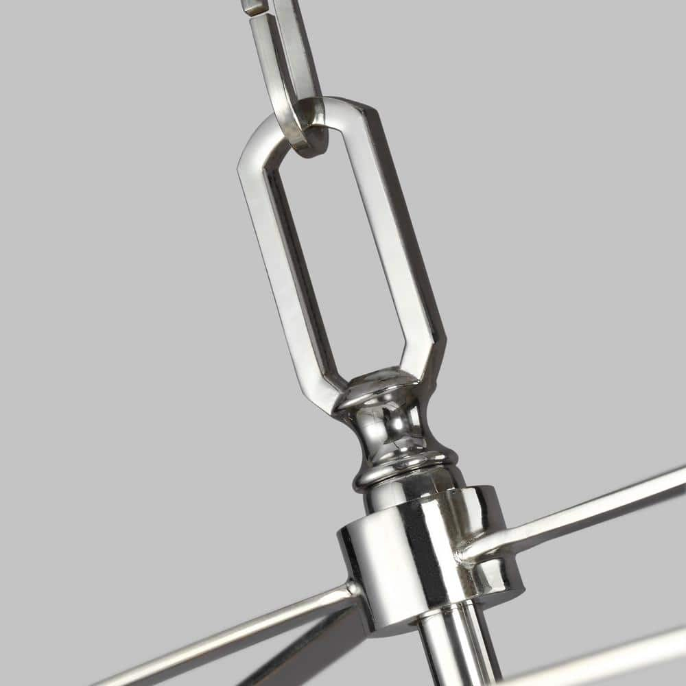 Polished Nickel 5-Light Linear Chandelier with Candelabra Bulbs