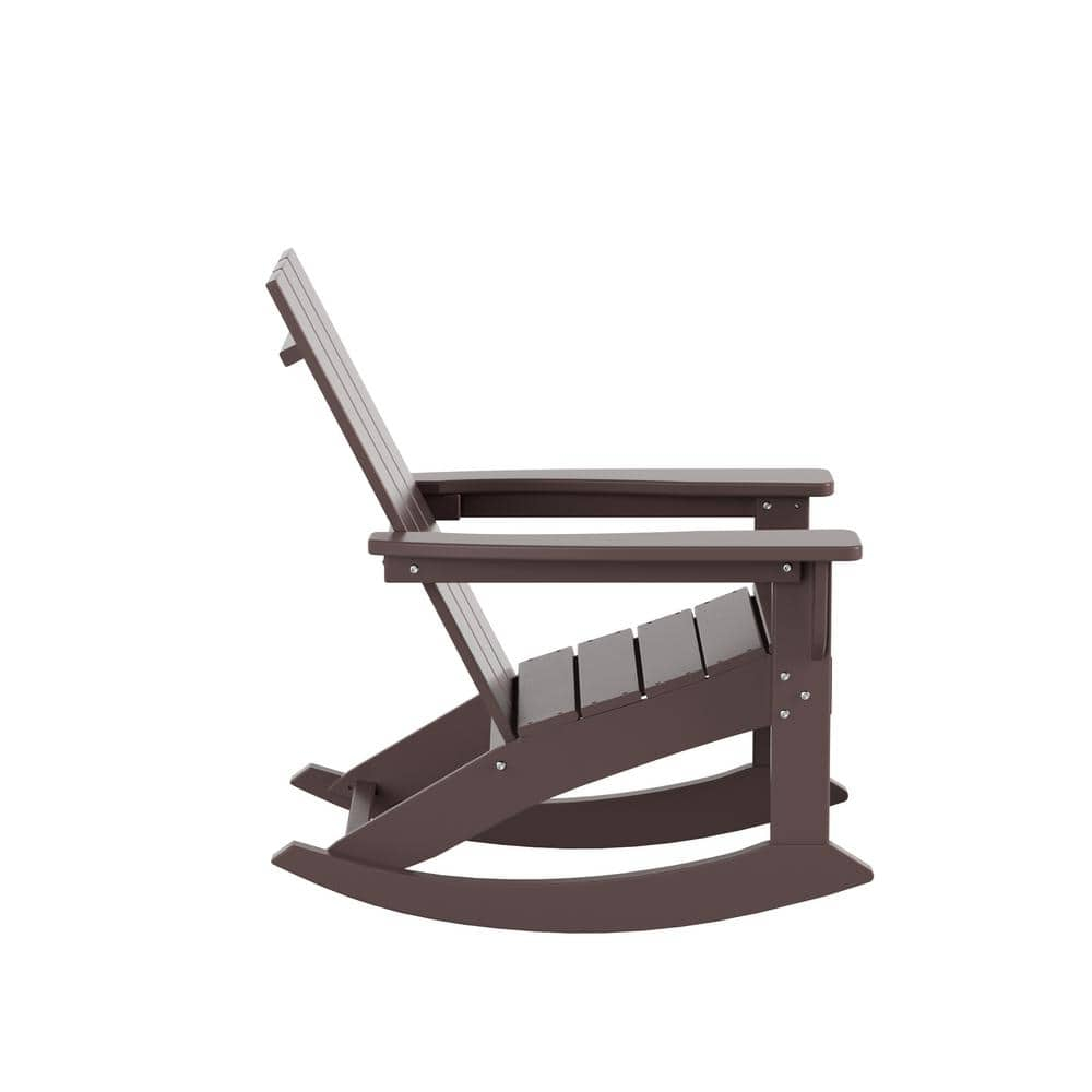 Polytrends  Shoreside Modern Eco-Friendly Poly Adirondack Rocking Chairs (Set of 2) Dark Brown