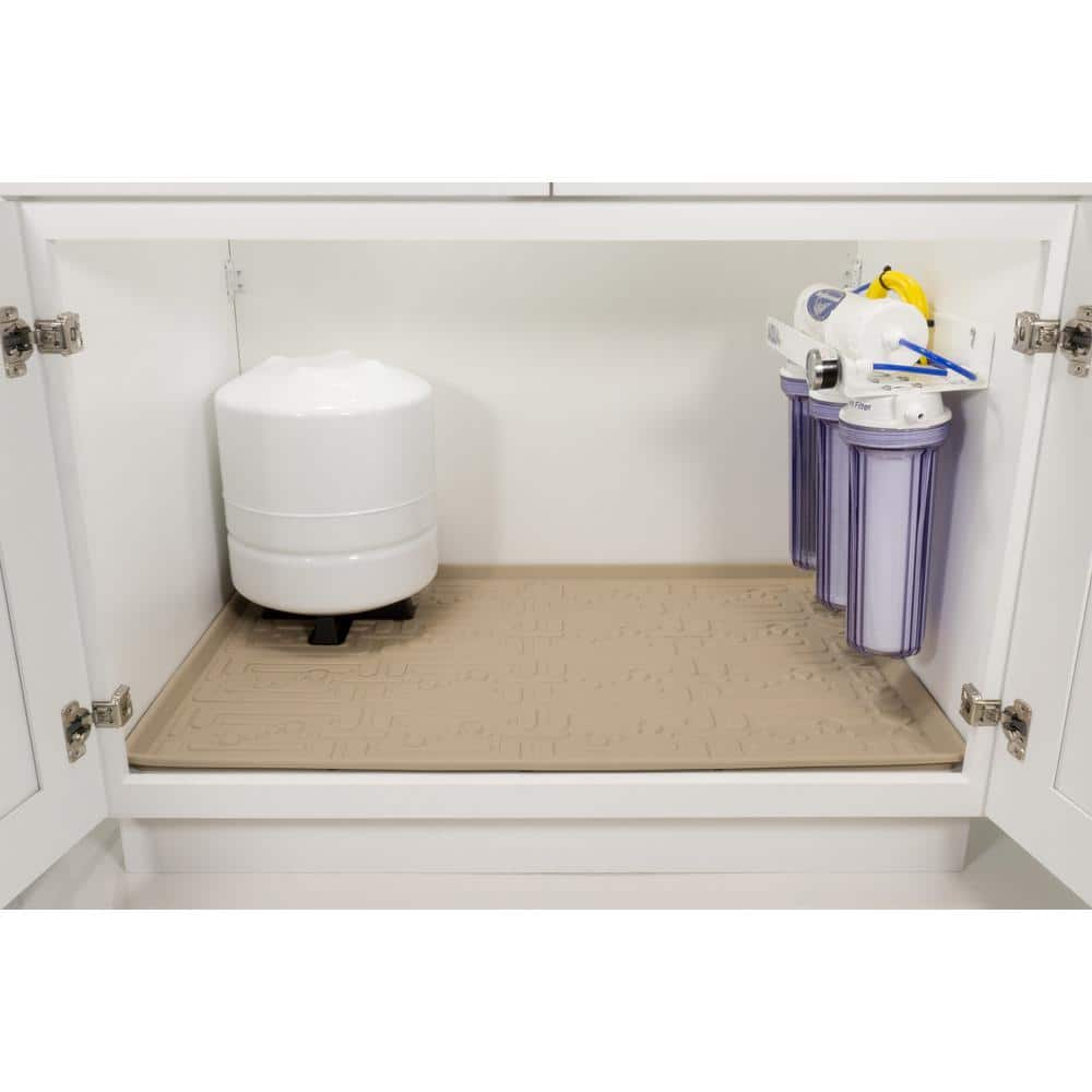 Xtreme Mats - Waterproof Under Sink Mat for Kitchen, Pick Your Size - 31" 1/4 x 22" 1/4 - Kitchen Cabinet Shelf Protector, Flexible Under Kitchen Sink Drip Tray Liner - CM33-BEIGE