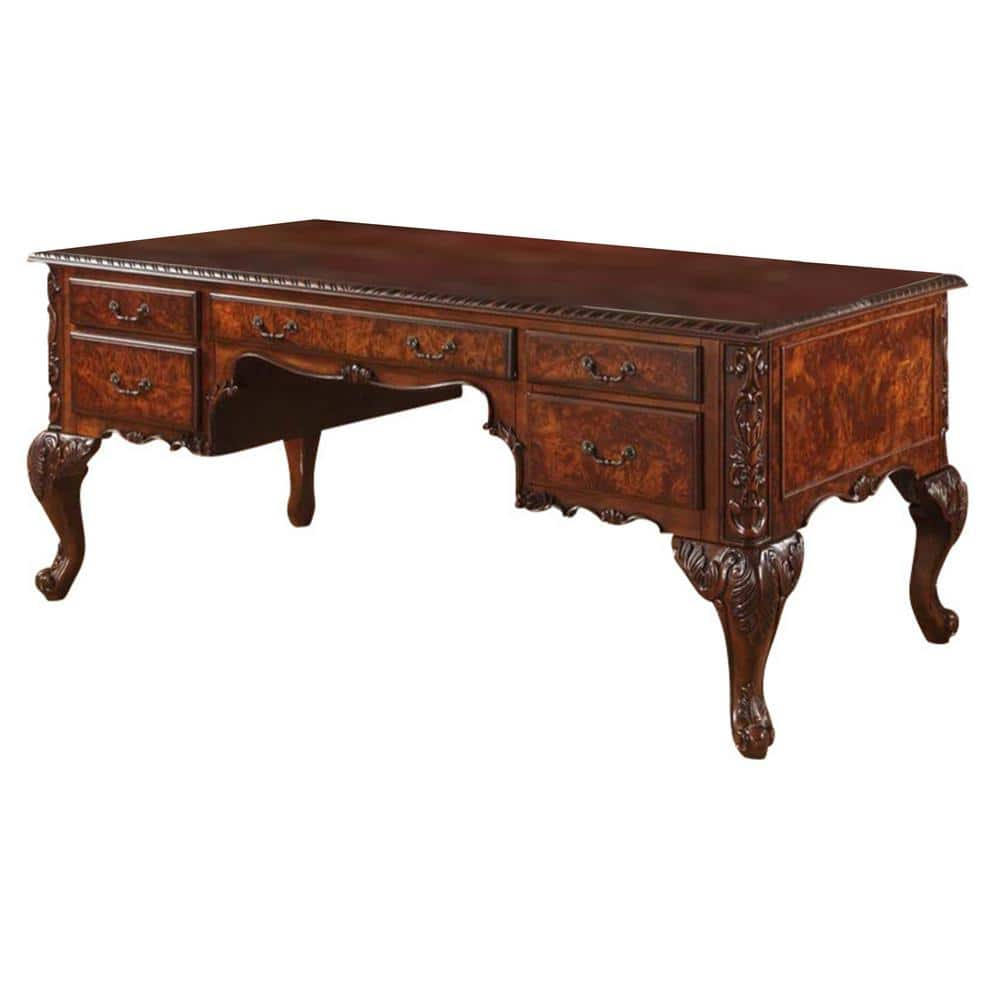 Best Master CDExecutive 72" Wood Office Desk With Hand Carved Designs in Cherry
