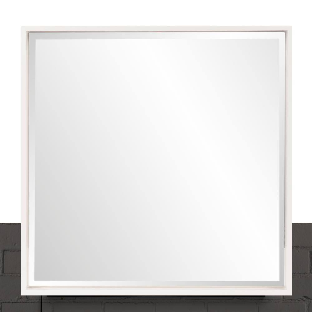Tyler Dillon White Square Mirror with Shadowbox Style Wood Frame - 40" x 40"