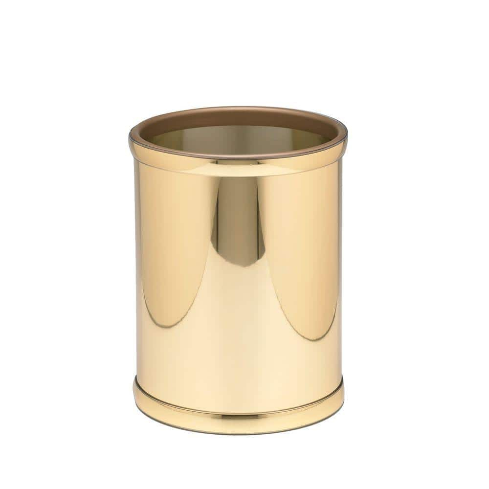 Polished Brass Round Plastic Bathroom Trash Can