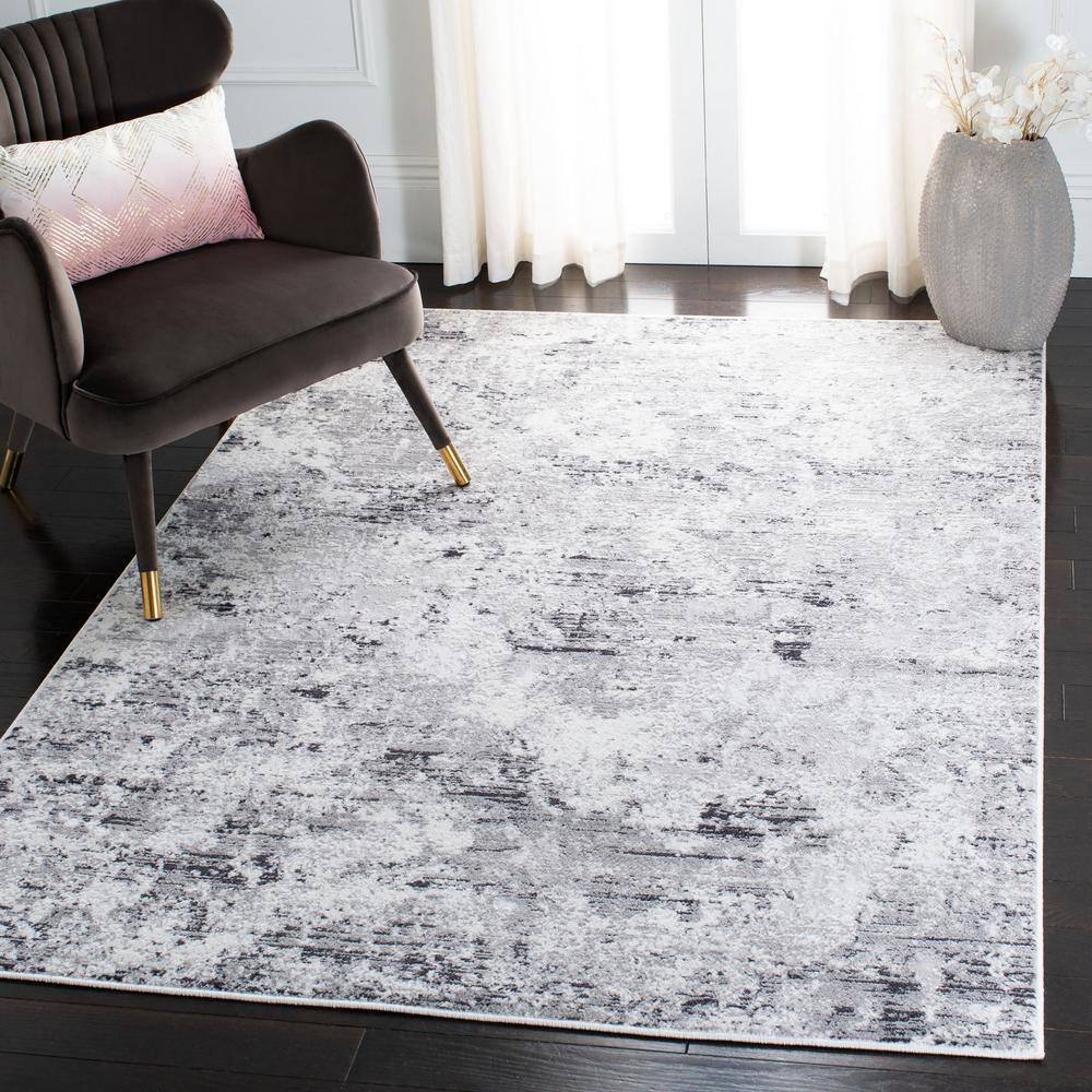 SAFAVIEH Amelia Alastar Abstract Area Rug, Grey/Ivory, 5'3" x 5'3" Square