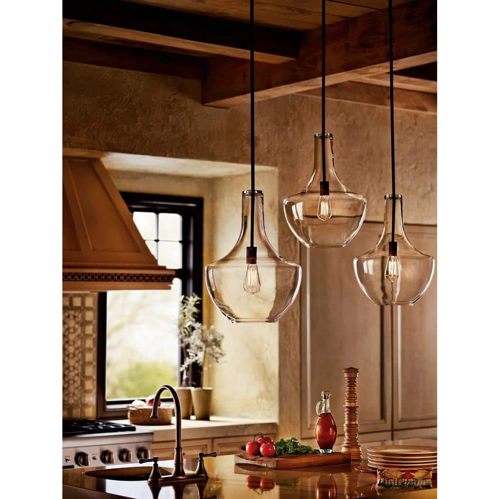 Kichler Everly 19.75" Transitional 1 Light Olde Bronze Pendant Light with Clear Glass