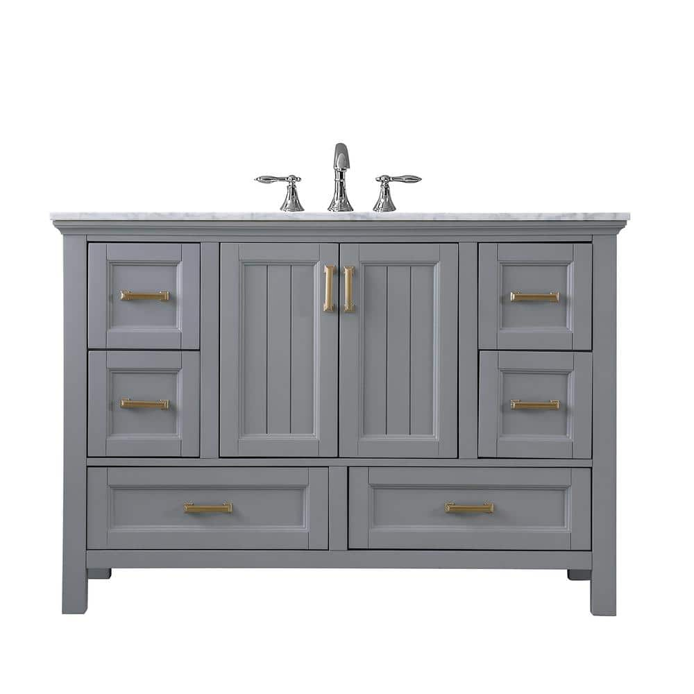 Isla 48" Marble Countertop Single Vanity w/o Mirror Gray