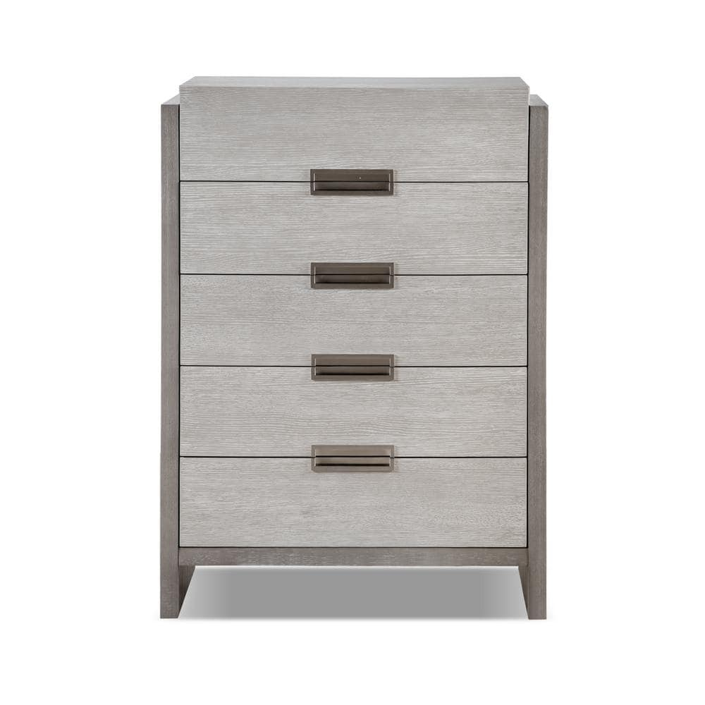 Furniture of America Yasgard 5-Drawer Solid Wood Chest in Gray