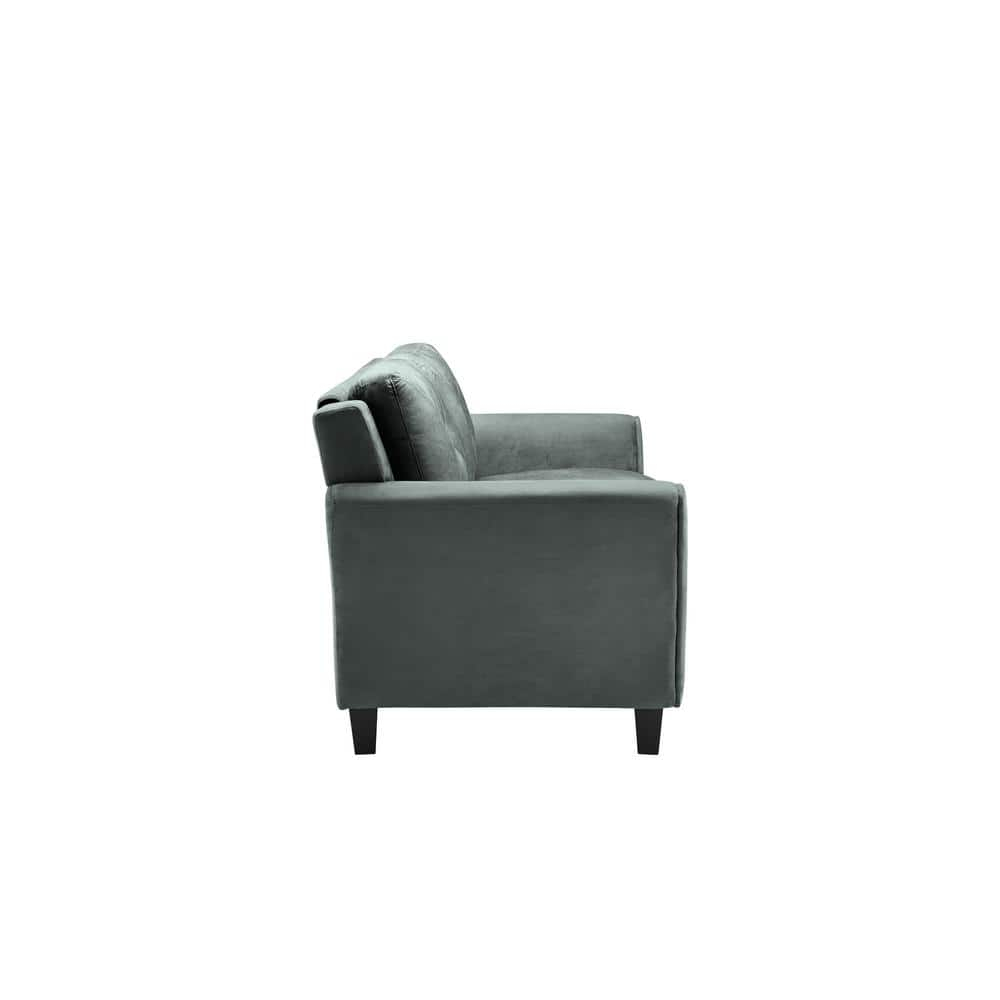 Harvard 58" Dark Gray Microfiber Loveseat with Flared Arms