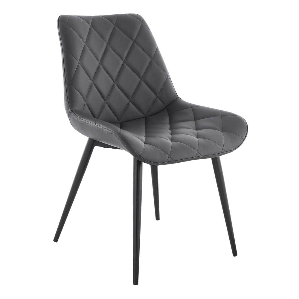 Armen Living Loralie 17" Faux Leather Dining Chair in Gray/Black (Set of 2)