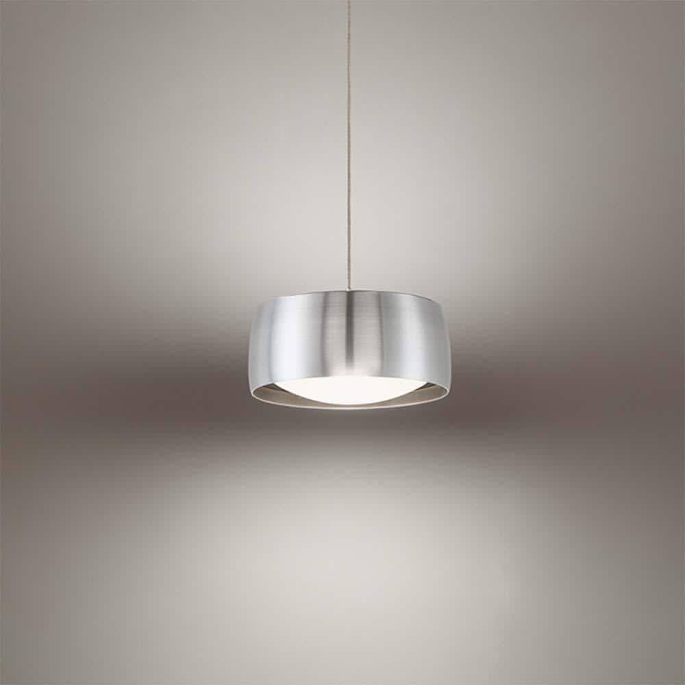 Tic Toc Brushed Aluminum LED Drum Pendant Light