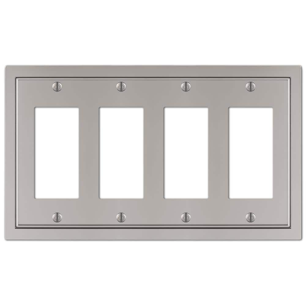 Amerelle 900R4N Shaker Wallplate, 4 Rocker, Cast Metal, Satin Nickel, 1-Pack