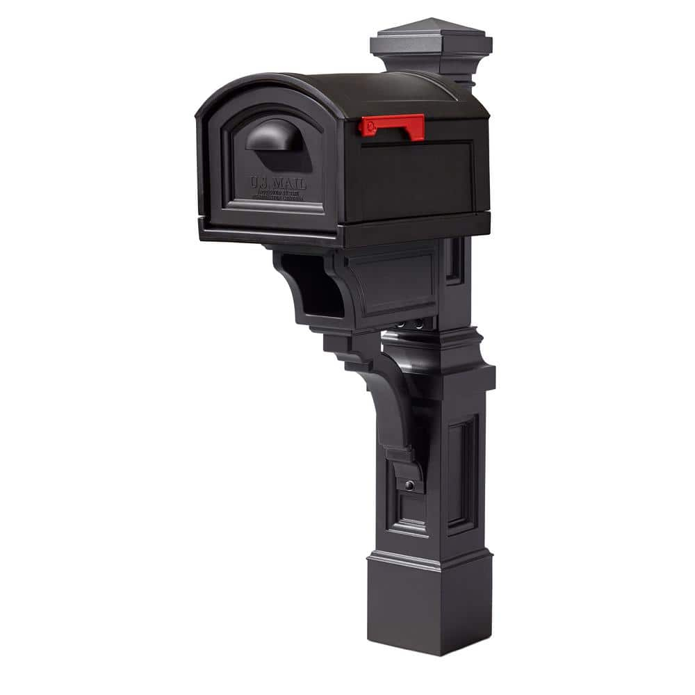 Atherton Resin Overpost Extra Large Black Onyx Mailbox and Black Onyx Mail Post Combo
