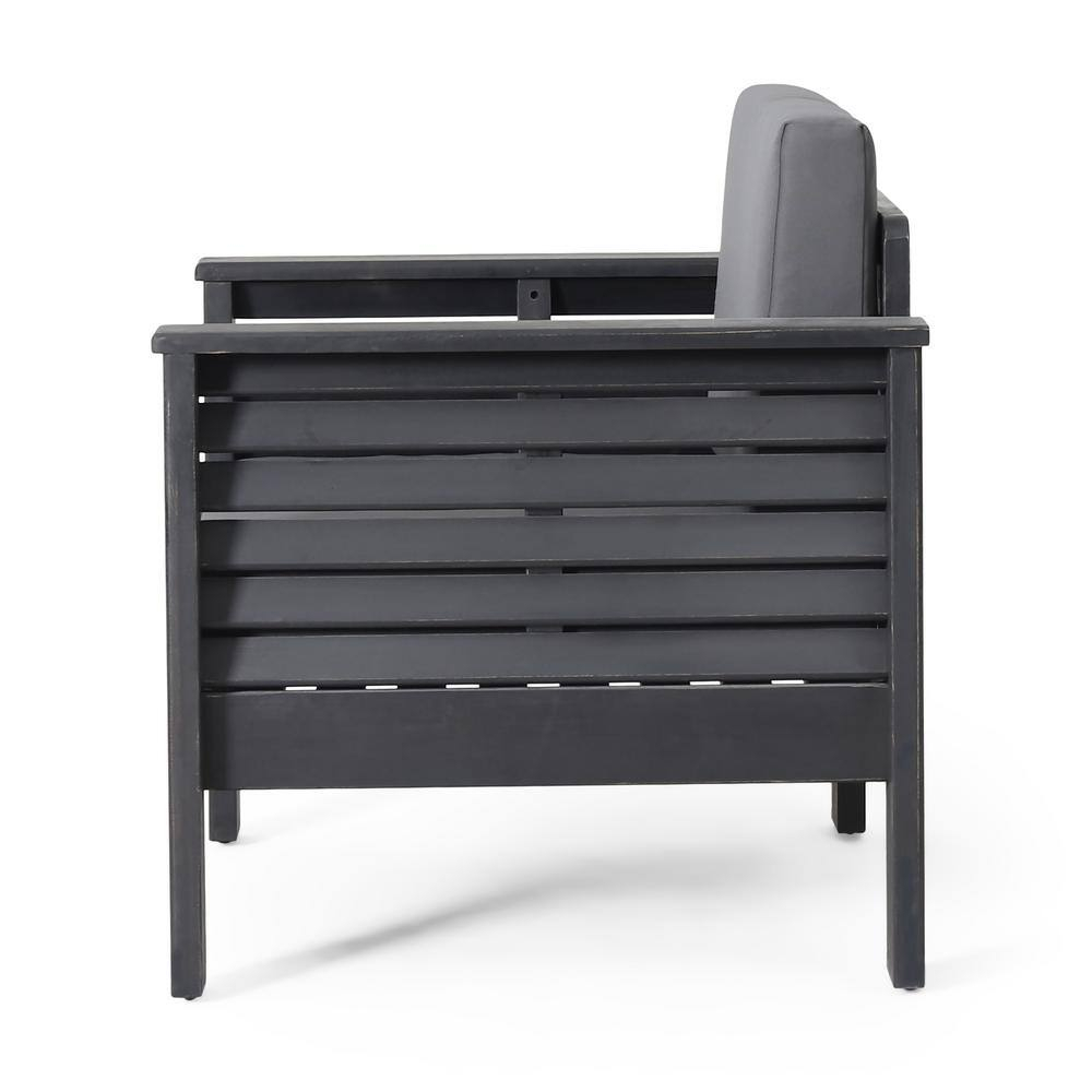 Lithonia Acacia Wood Outdoor Club Chairs with Cushions, Set of 2, Dark Gray