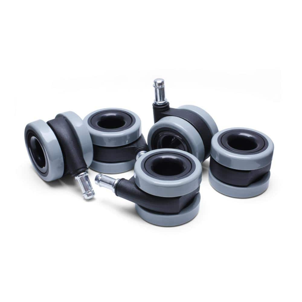 Slipstick CB685 Dual Bearing Rubber Office Chair Caster Wheels (Set of 5 Castors) Universal Fit Replacement Chair Casters for Hardwood Floors & Carpet, 2-3/8” Twin Rollers, 7/16 Inch Stem