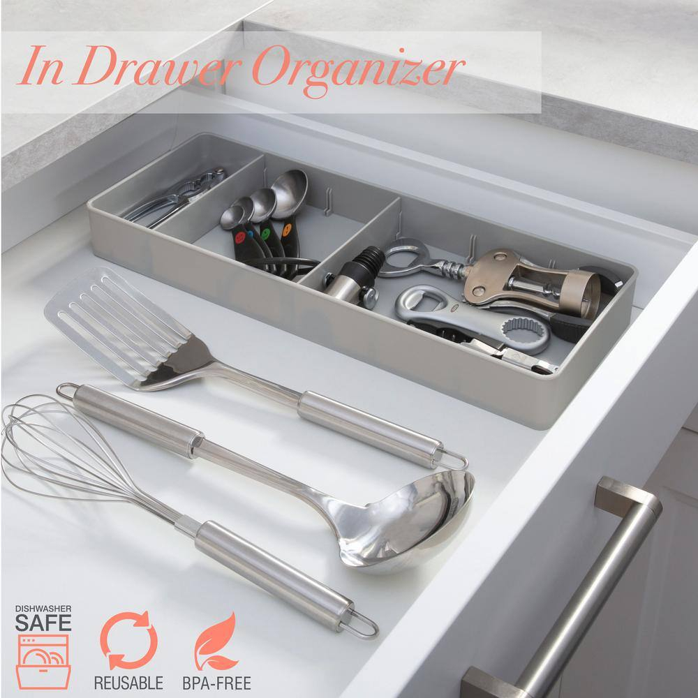 Kitchen Details Adjustable Drawer Organizer in Grey