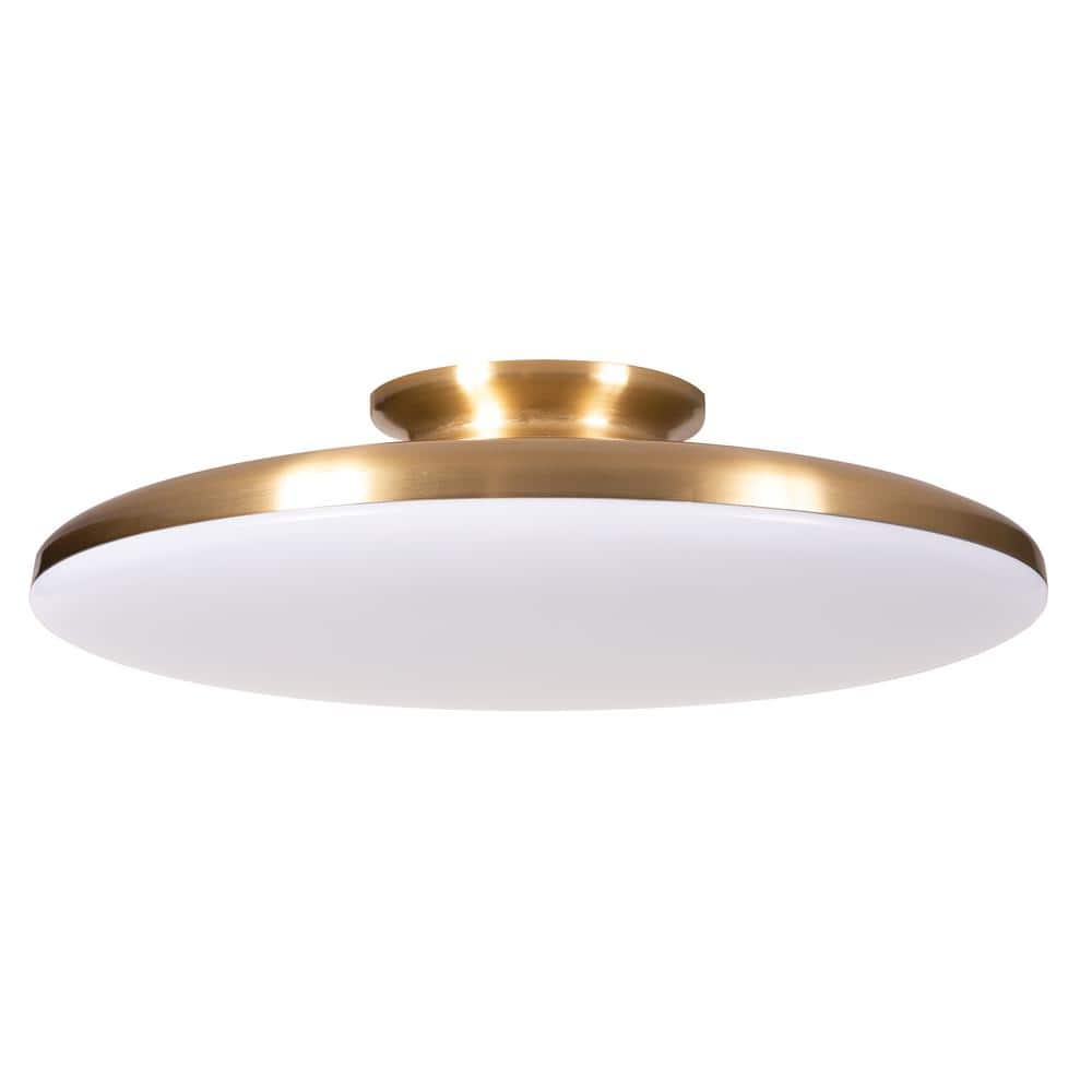 AFX  Skye LED Flush Mount with White Acrylic 25 Satin Brass Medium 15 inch Satin Brass