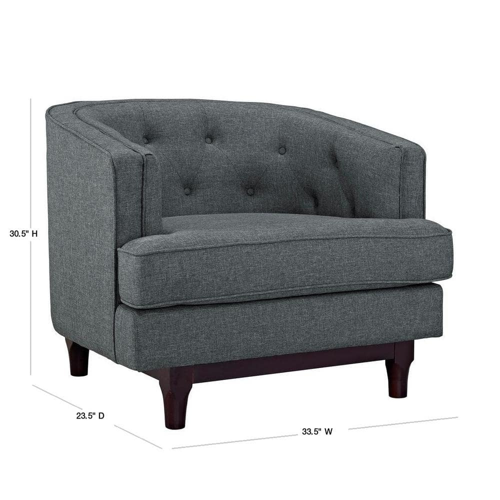 Modway Coast Upholstered Fabric Armchair in Gray