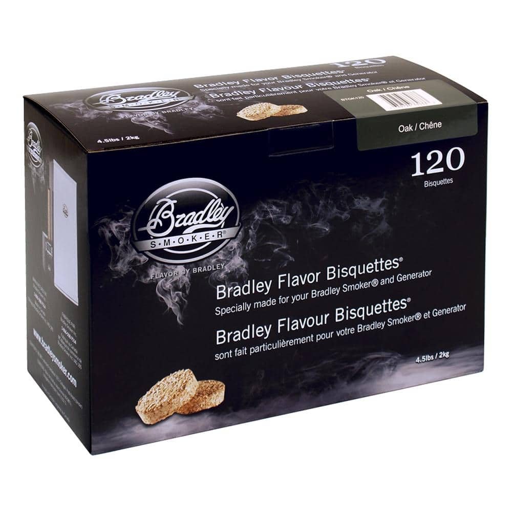 Bradley Oak Flavor Bisquettes for Smokers and Grills, 120 Pack