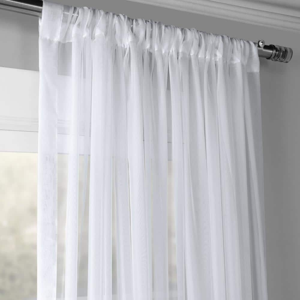 HPD Half Price Drapes SHCH-VOL1-96-SLDW Extra Wide Voile Poly Sheer Curtain (1 Panel), 100 X 96, Solid White