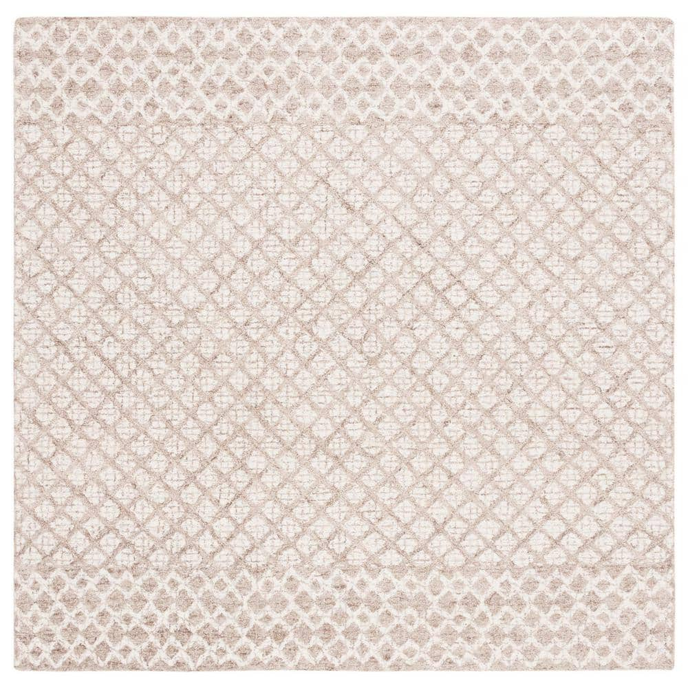 SAFAVIEH Abstract Ryder Geometric Area Rug, Ivory/Brown, 6' x 6' Square