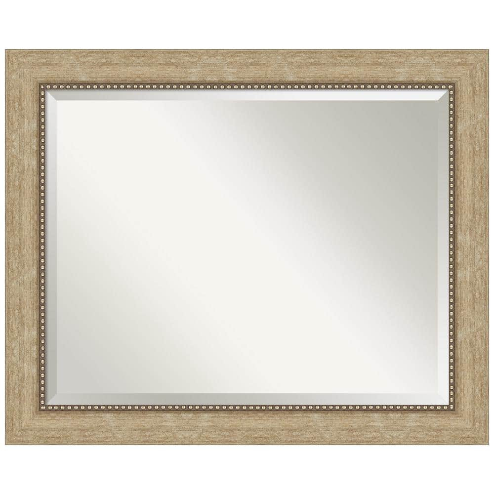 Amanti Art Beveled Bathroom Wall Mirror - Astor Frame Astor Champagne Outer Size: 33 x 27 in Gold