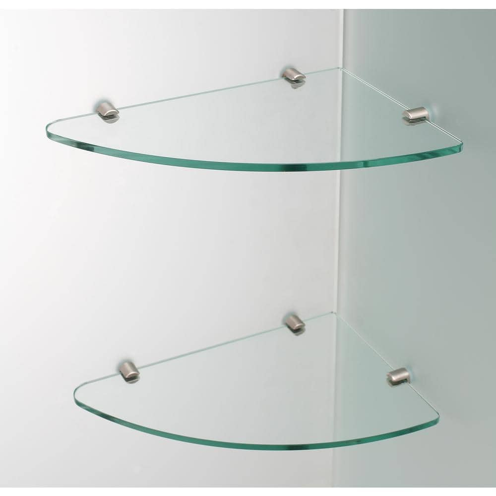MerrickGS 40 to 40.5 x 72 Frameless Neo-Angle Hinged Shower Enclosure with Frosted Glass and Shelves in Stainless Steel