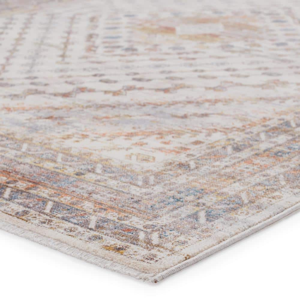 Terra Multicolor/Light Gray 3 ft. x 12 ft. Medallion Runner Rug