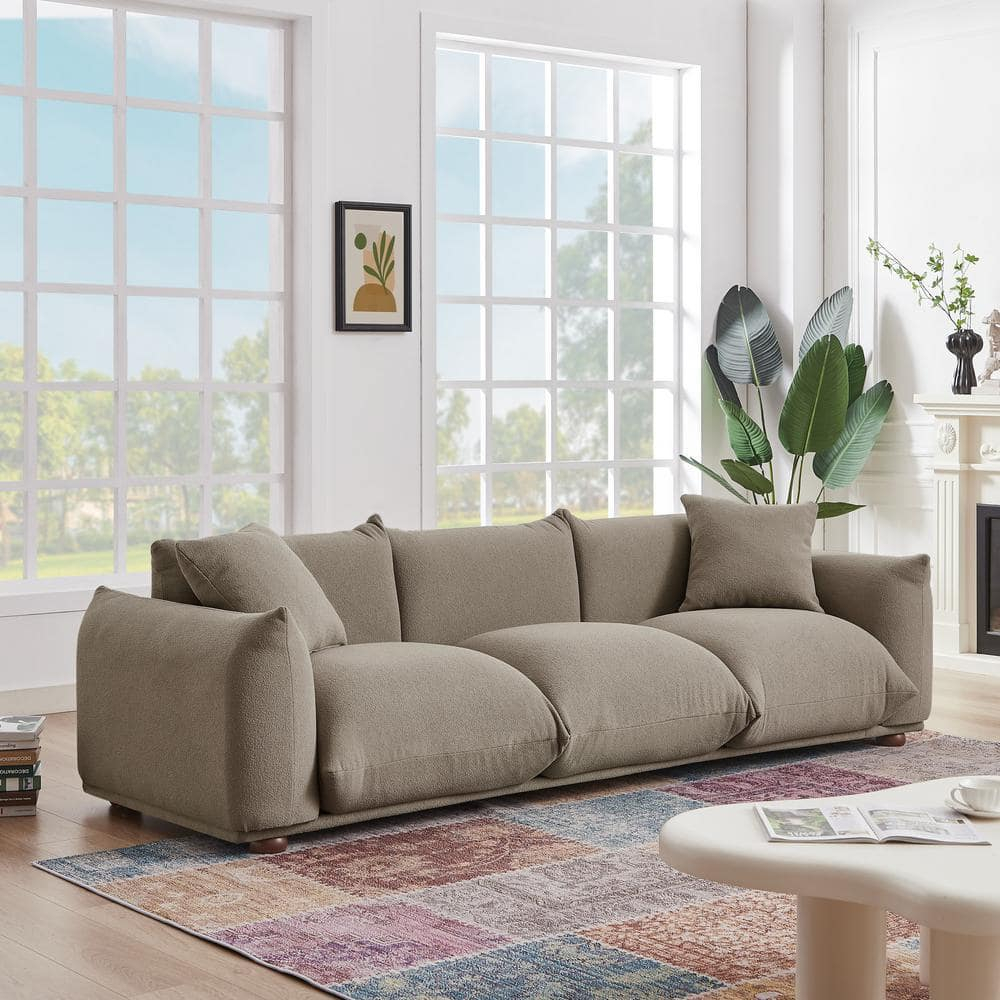 Arter Mid-Century Modern Living Room Luxury Boucle Fabric Couch in Mocha