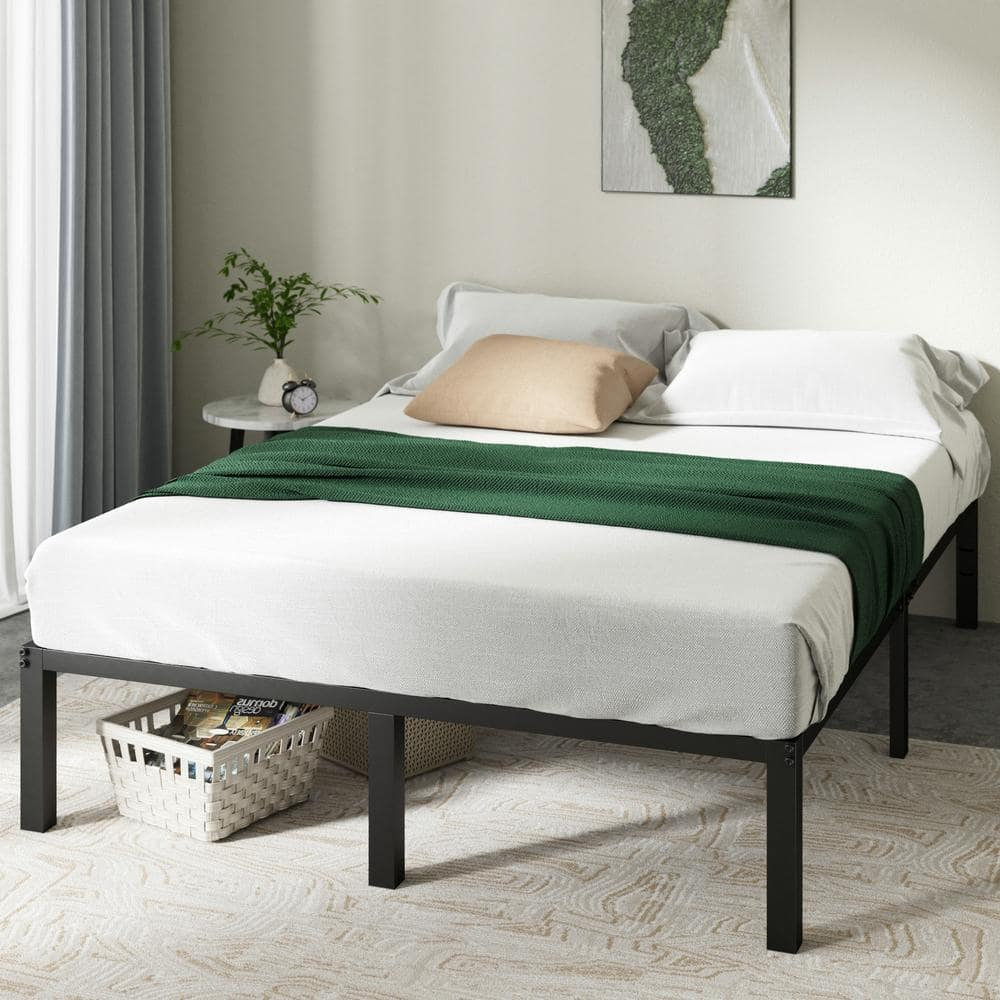 COMASACH 14 inch Queen Bed Frame, Easy Assembly, No Box Spring Needed, Heavy Duty Metal Platform Queen Size, Noise Free, Black