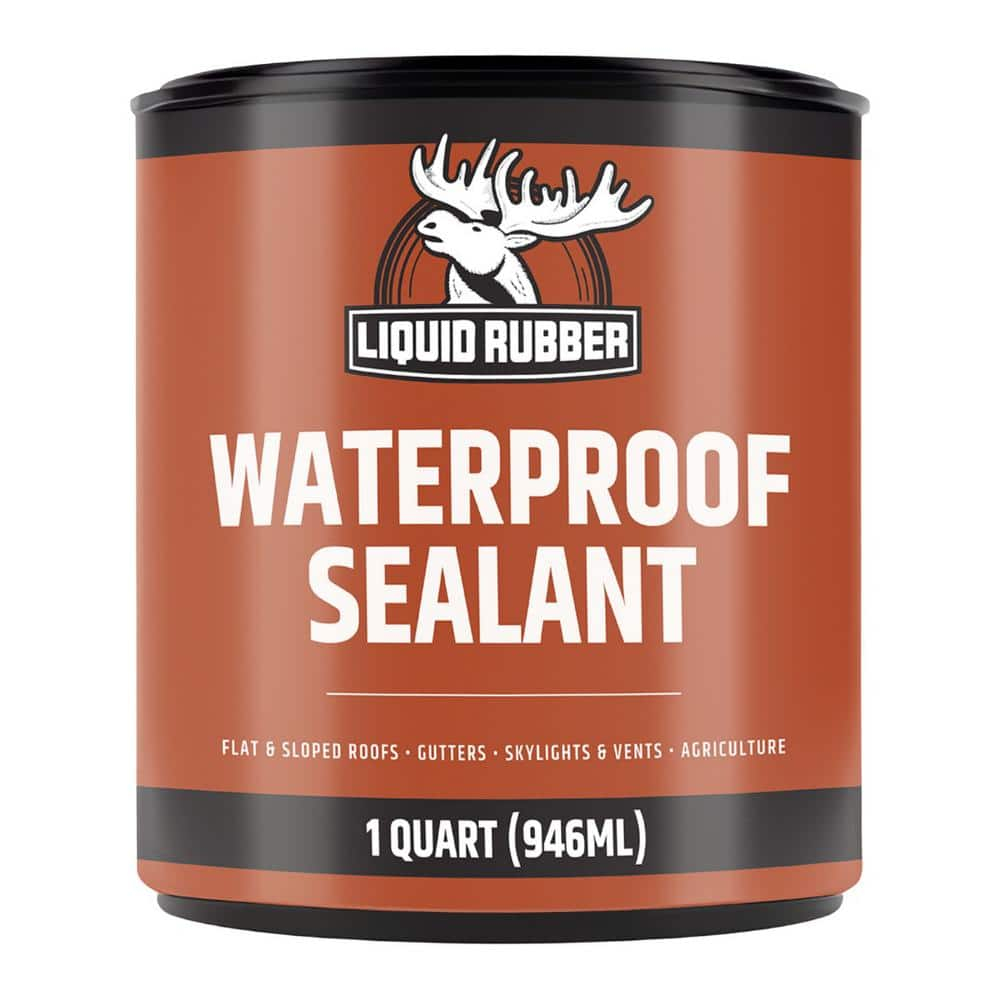 Liquid Rubber waterproofing Sealant - Multi-Surface Leak Repair Indoor and Outdoor Coating, Water-Based, Easy to Apply, Original Black, 1 Quart