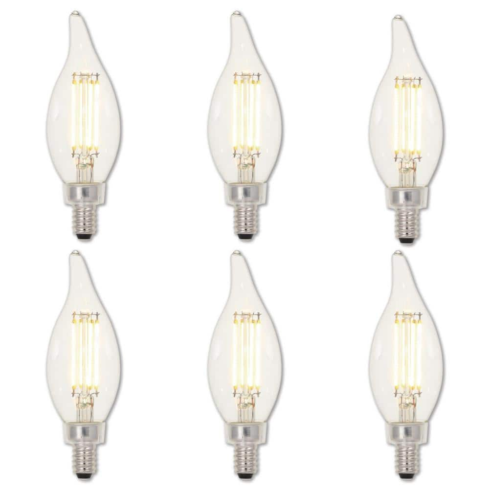 60-Watt Equivalent CA11 Dimmable Clear E12 Edison Filament LED Light Bulb 3000K (6-Pack)