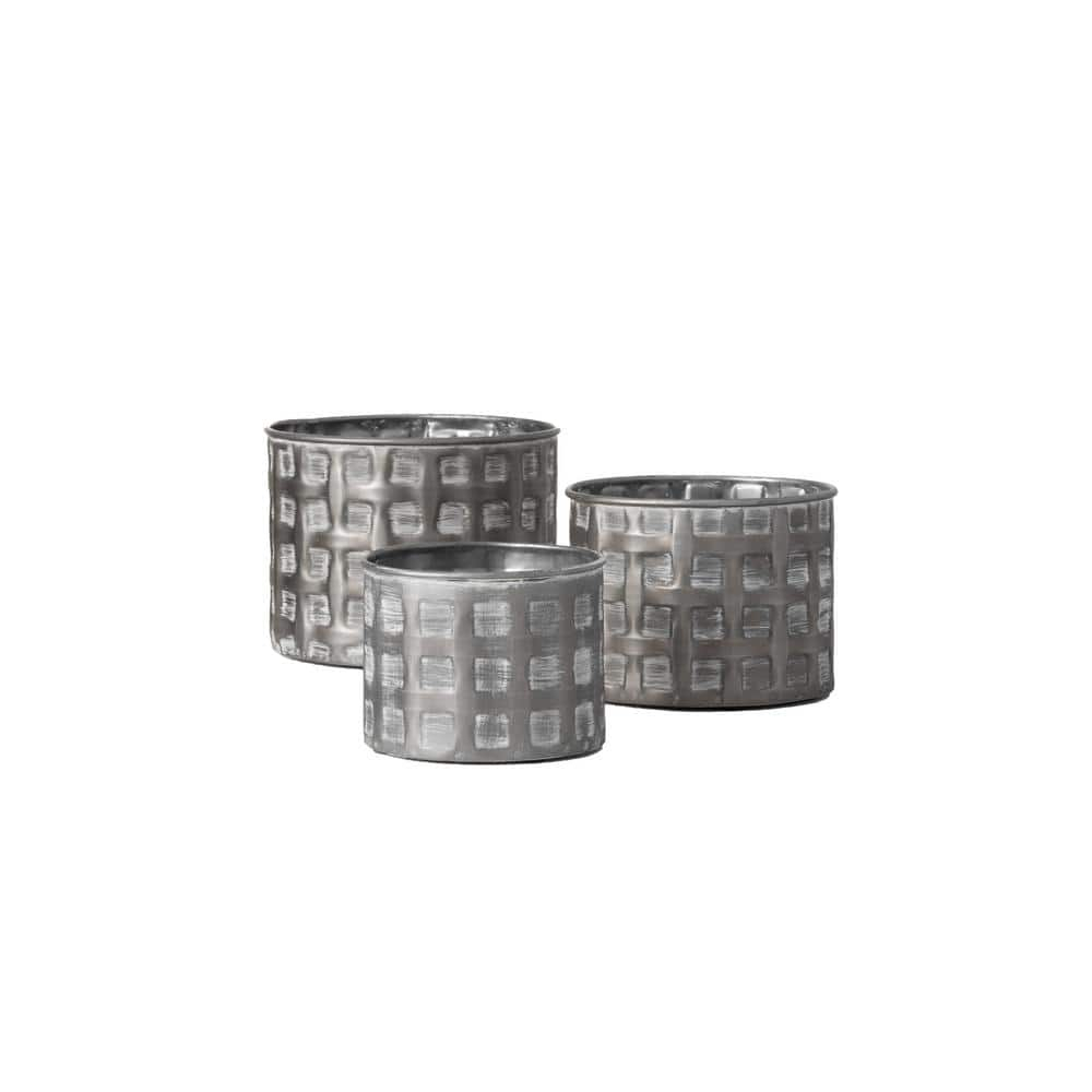 Sullivans 8082767 4.25 in. Silver Iron Planter Set