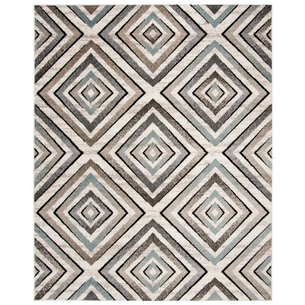 SAFAVIEH Amsterdam Collection Area Rug - 6'7" x 9'2", Cream & Beige, Diamond Geometric Design, Non-Shedding & Easy Care, Ideal for High Traffic Areas in Living Room, Bedroom (AMS109A)