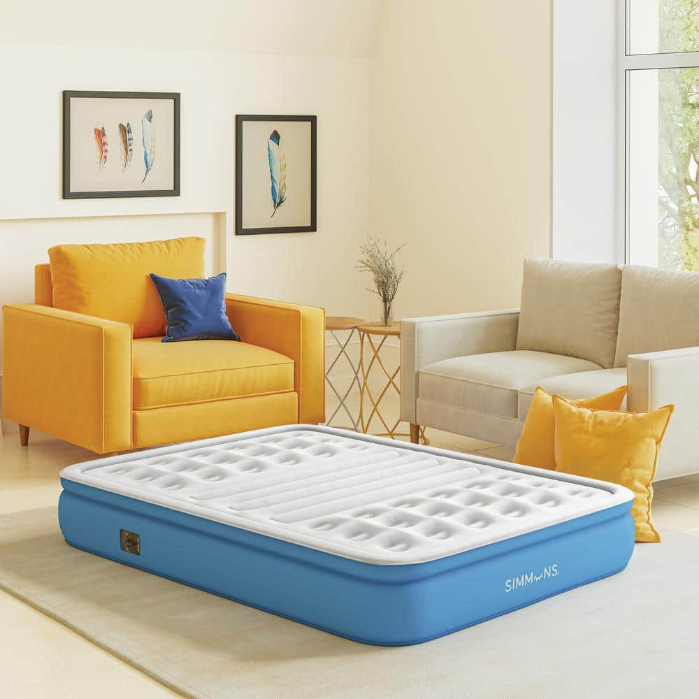 Simmons Lumbar Firm 12" Infltable Blow-up Air Bed Mattress with Built-in Pump Queen