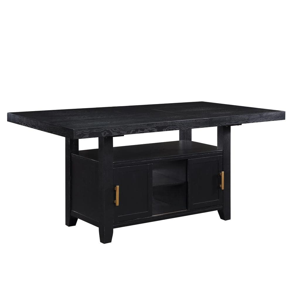 Yves Charcoal Wood Extendable Counter Height Dining Table with Storage