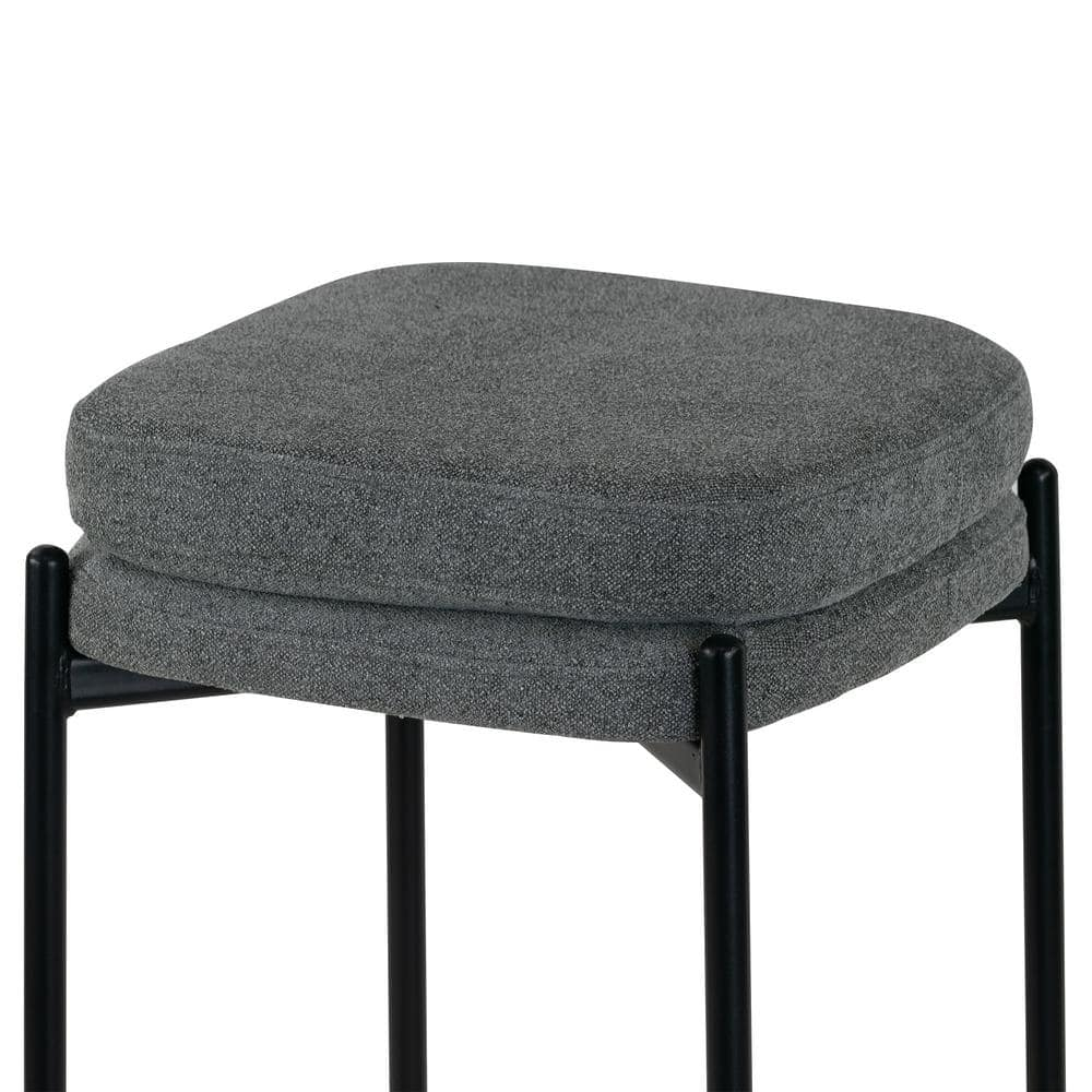 Glamour Home Avril 30" Fabric & Iron Bar Stool in Gray/Black (Set of 2)