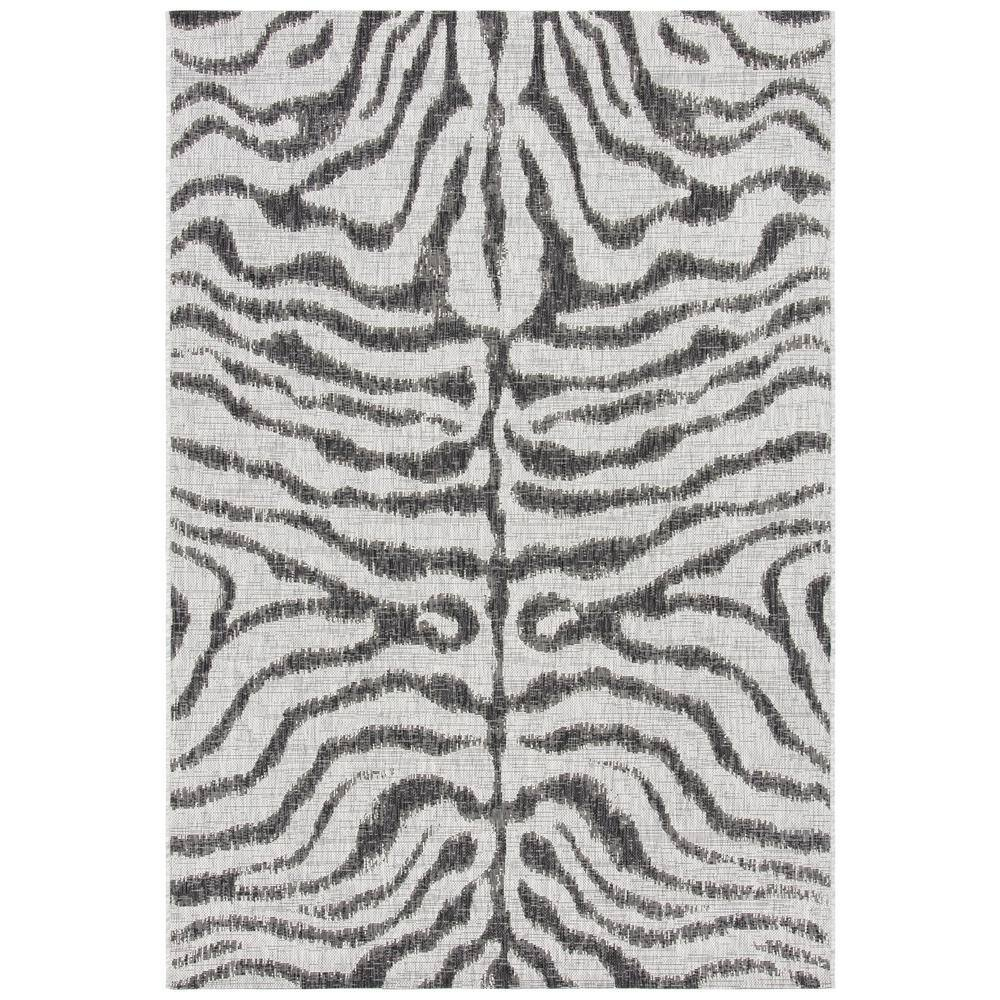 Round Black Synthetic Non-slip Stain-resistant Rug, 54"