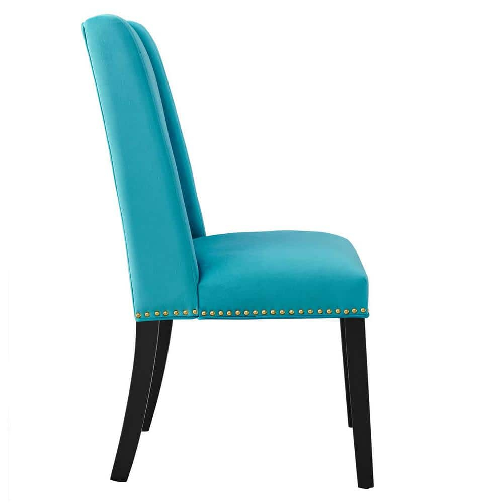 Modway Baron 19.5" Modern Velvet Dining Chairs in Blue/Black (Set of 2)