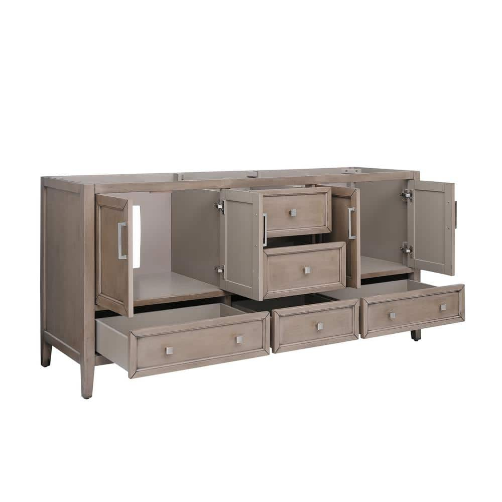 Gray Oak Double Vanity with Carrara White Marble Top