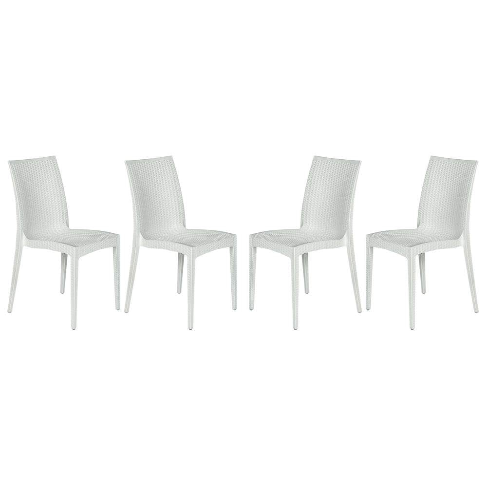 Weave Mace Indoor Outdoor Dining Chair (Armless), Set Of 4 - White