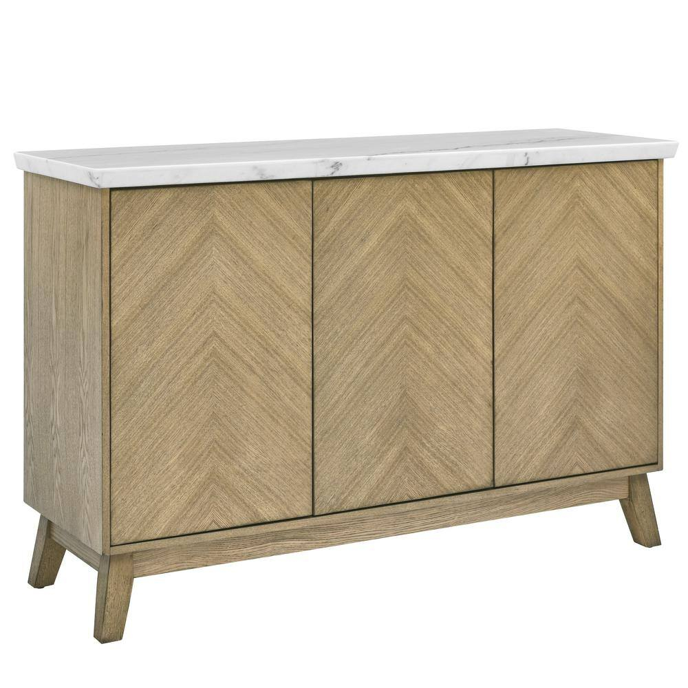Steve Silver Vida Indoor Mid Century Modern Sideboard with Genuine Marble Top, Burnished Blonde